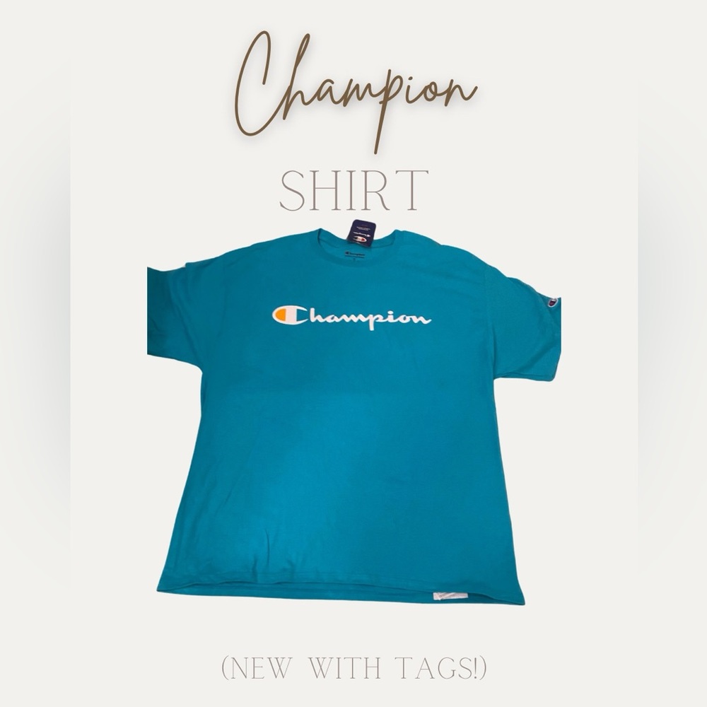 Blue and orange champion tee
